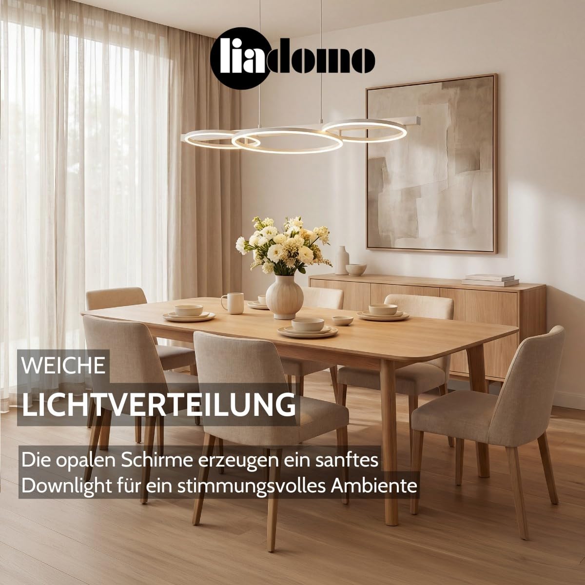 Pendelleuchte Sintra, 3-flammig Esszimmer, LED, modern, Weiß | Dimmbar, höhenverstellbar, Wohnzimmer, Küche, Design-Hängelampe, 94 cm Länge, Hängelampe aus Metall, warmweiße Lichtfarbe