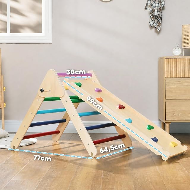 Foto 7 de 8 de AIYAPLAY Triángulo de Escalada de Madera Plegable 3 en 1 Multicolor