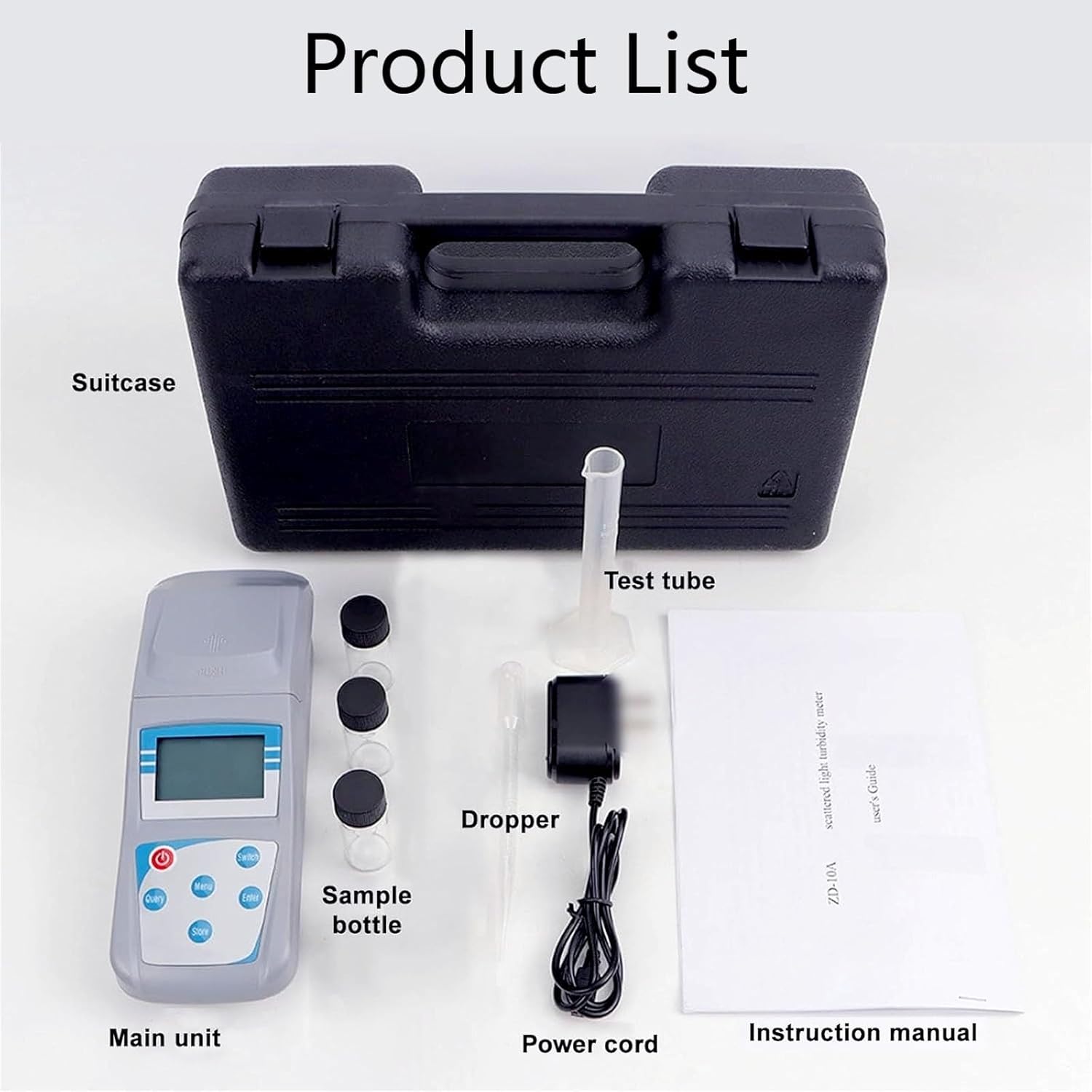 Handheld Turbidity Meter,Water Quality Tester,Portable Turbidimeter,with Backlight 3 PCS Sample Vials, Measuring Range 0~1000 NTU,for Testing Turbidity of Liquids(ZD-801)