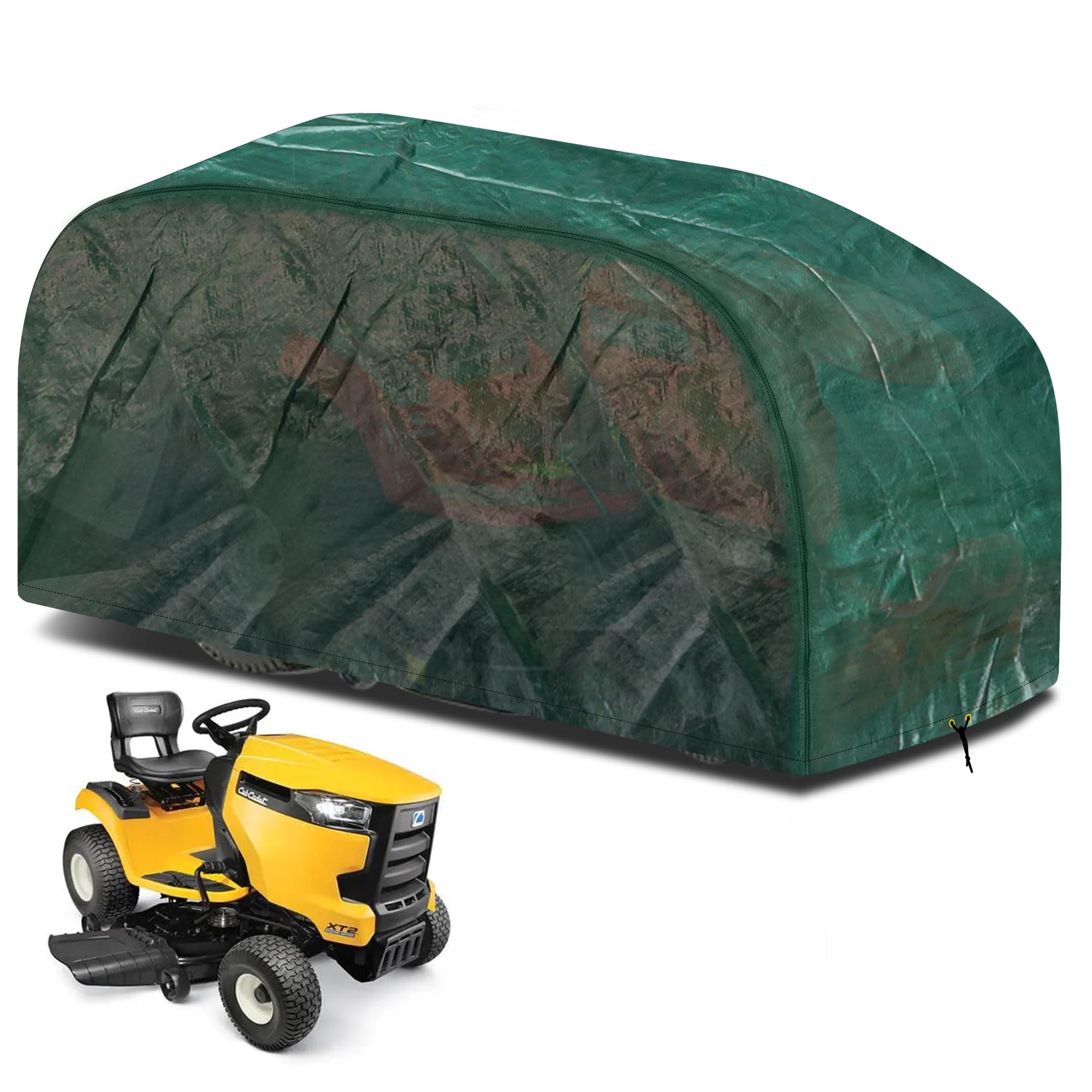RICHIE Riding Lawn Mower Cover, Outdoor Garden Lawn Tractor Cover Waterproof with Adjustable Hem Cord, Windproof