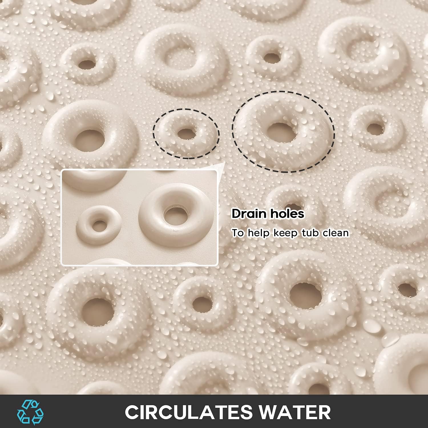 Bath Tub Mat Shower Mat, 40 x 16 Inch Extra Long Bathtub Mat with Suction Cups, Non Slip Tub Mats Shower Floor Mats for Bathroom,Machine Washable(Beige): Kitchen & Dining