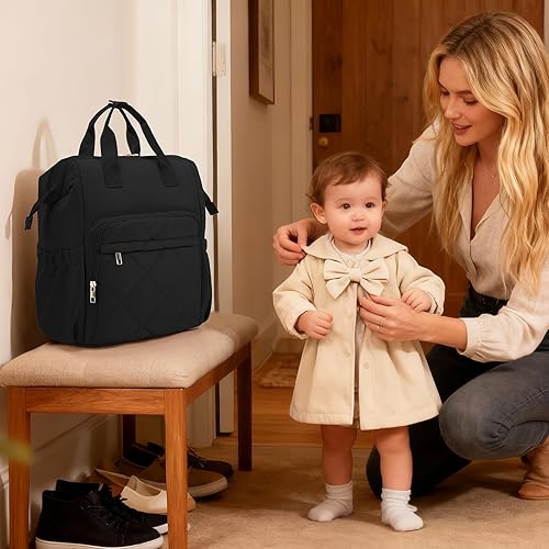 Miniatura 3 de CEI-CEI Mochila para pañales acolchada para niñas y niños, con bolsillos aislados, resistente al agua, mochila de viaje para pañales para mamá y