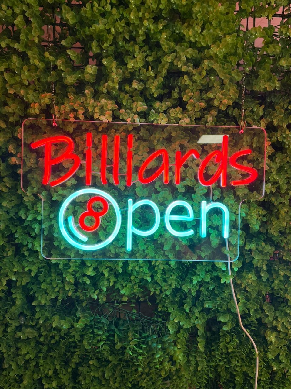 Billiards Open LED Sign Billiard Neon Sign Led Lights Billiards Neon Signs For Wall Decor, Game Room Decor For Men Billiards pool accessories (Red and Ice Blue, 16x9'')