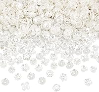 Vista 1 de DICOSMETIC 600 tapas de cuentas de flores de 6 estilos de 9.5-10.5 x 10-11 x 0.118-0.177 in, color blanco cremoso, cuentas espaciadoras de plástico