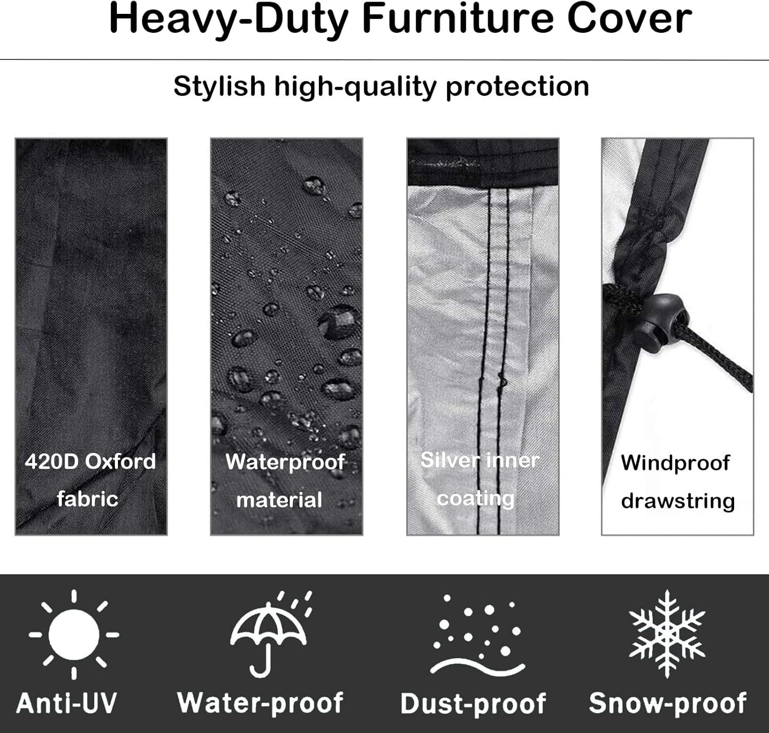 Garden Furniture Covers 21" x 30" x 27", Outdoor Patio Furniture Covers, Garden Furniture Covers Waterproof Rectangular, 420D Tear-Resistant DustProof Snowproof Cover, Black