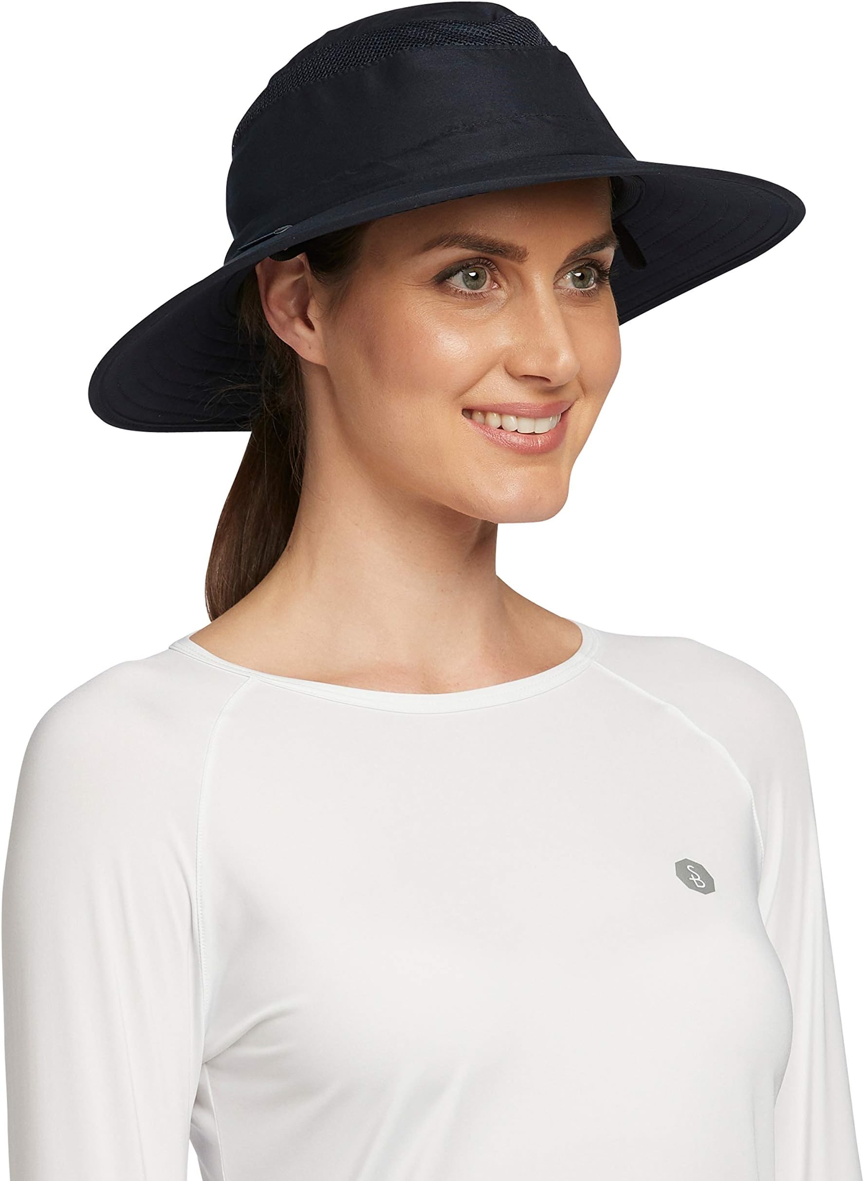 Solbari UPF 50+ Protective Broad Brim Sun Hat – Universal Fit,Navy, Small