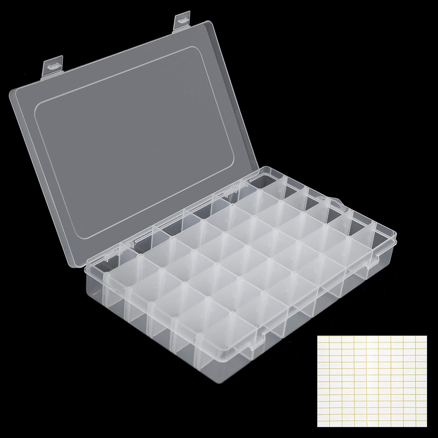 Wingsshop Transparent 36 Grid Plastic Box Organizer with Adjustable Dividers, Clear Storage Container Case for Beads Crafts Jewelry Earring Small Parts