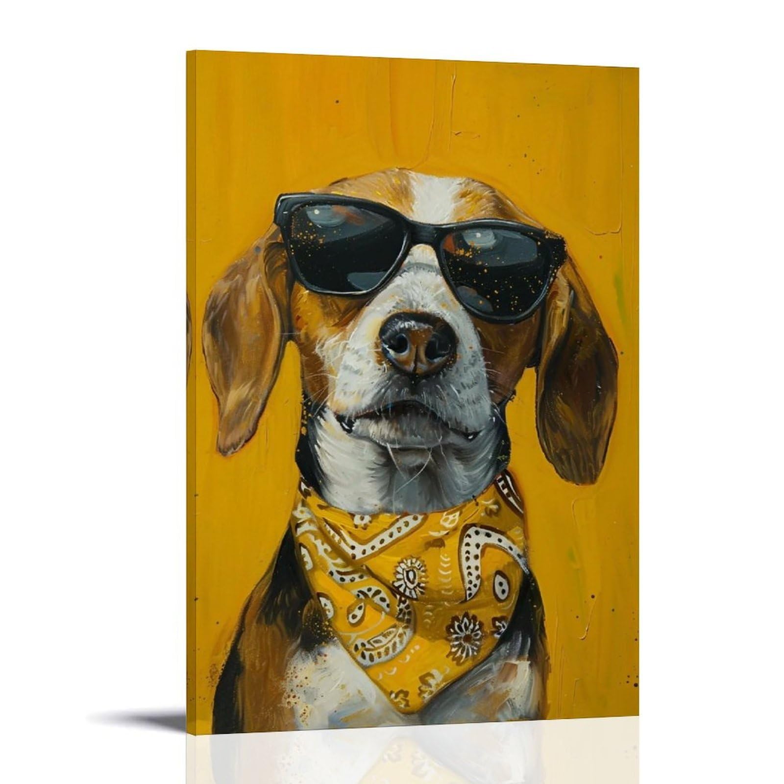HUERYRYHY Sunglasses Dalmatian 01 Poster Wall Art Canvas Vintage Aesthetic Painting Decor for Rooms 24x36inch Frame-style
