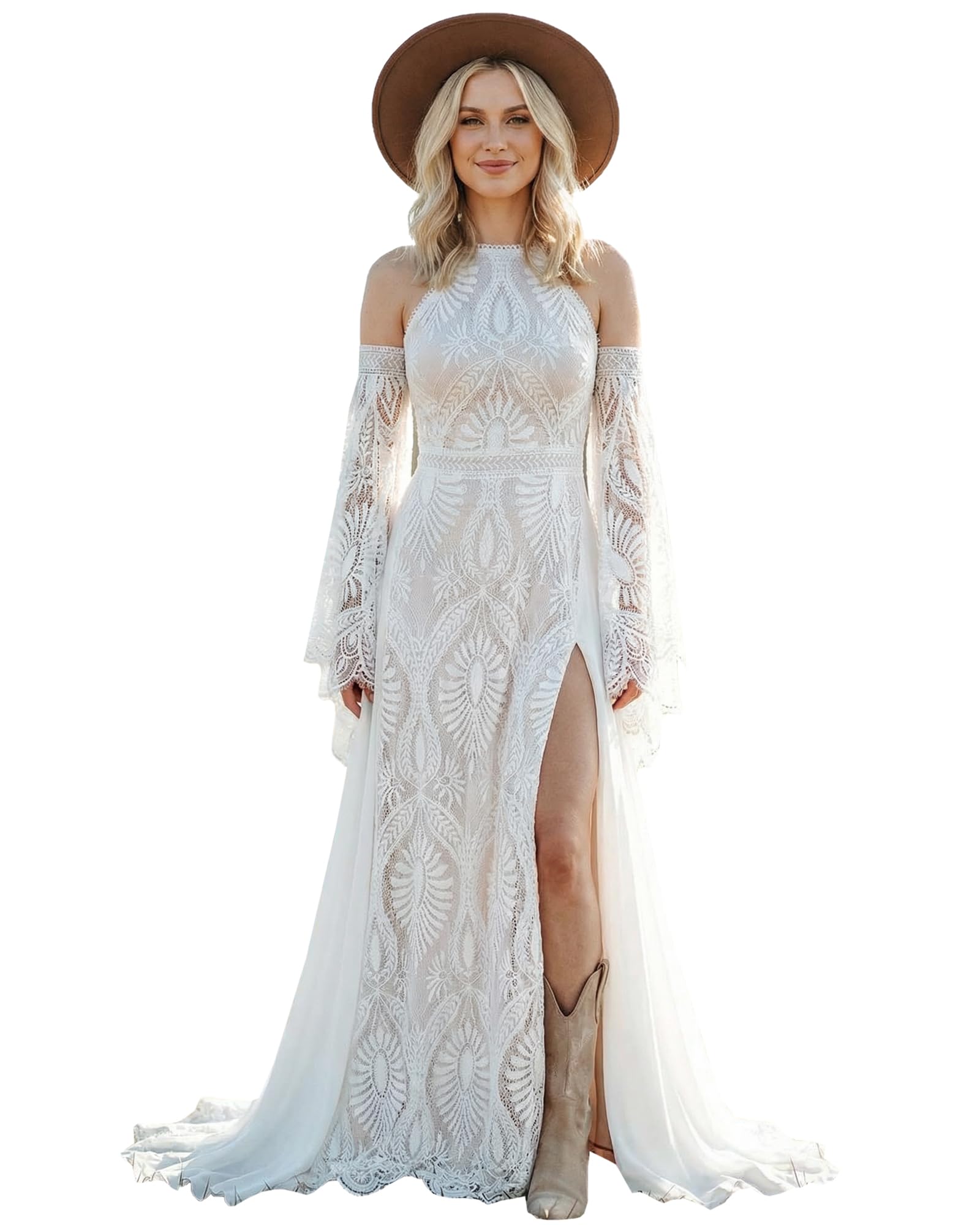Women's Halter Lace Wedding Dress