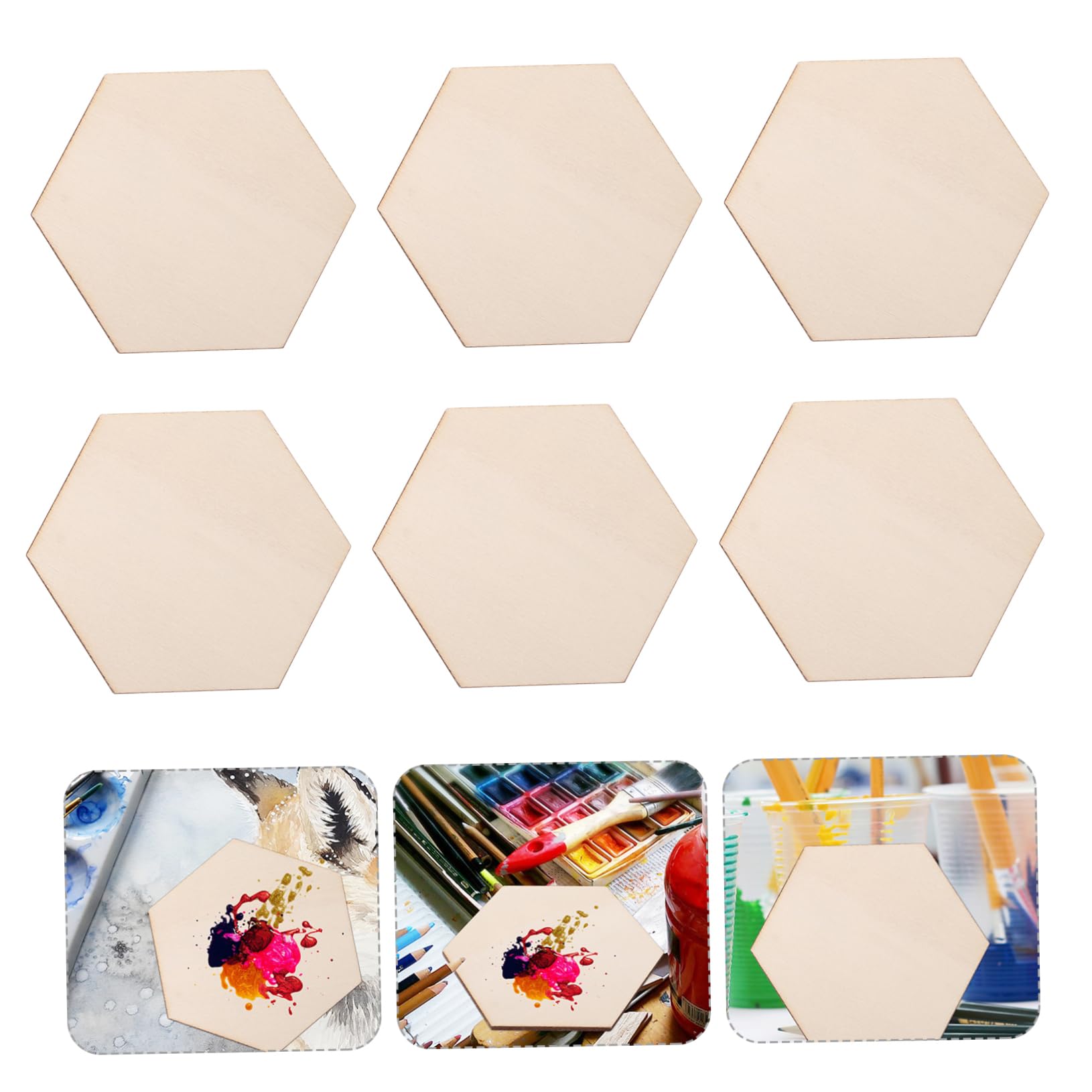 NUOBESTY 100 Pezzi Sagome di Legno Esagonali Naturali Beige per Progetti Fai da Te Finitura Legno Naturale Versatili per Decorazioni e Artigianato Creativo
