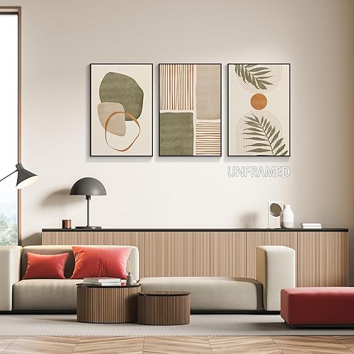 Miniatura 8 de ytreyoimro Juego de arte de pared en lienzo bohemio de 3 a 12 x 16 pulgadas, arte de pared moderno de mediados de siglo, formas abstractas, hojas