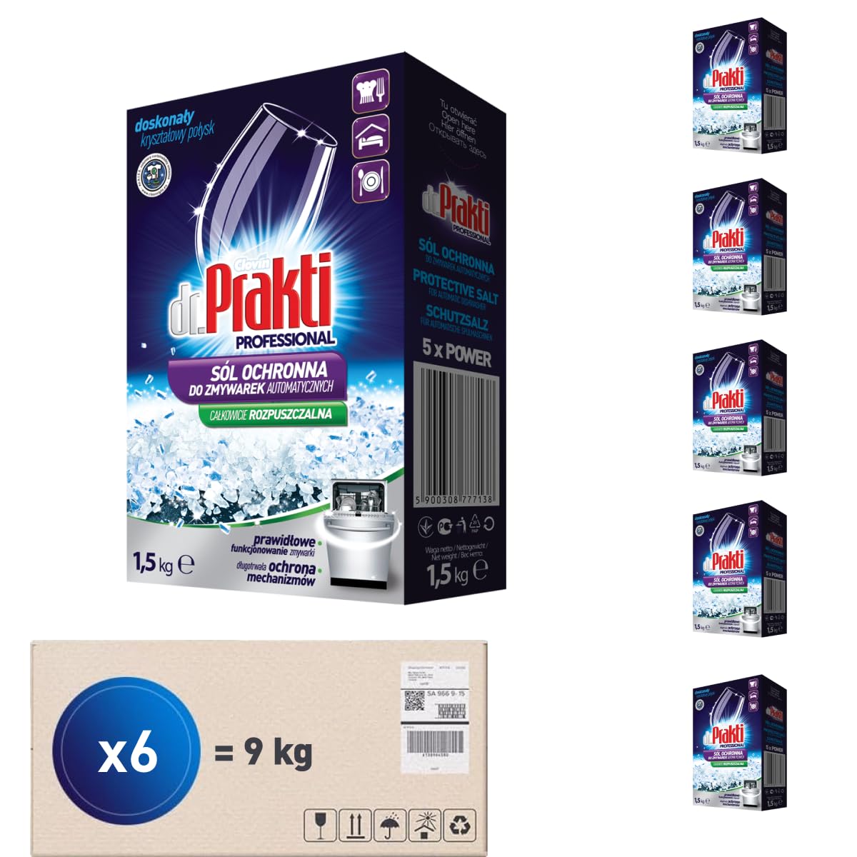 Dr.Prakti Professional - Sel pour Lave-Vaisselle Protection Anti-Calcaire Adoucisseur Efficace Protection du Lave-Vaisselle Longue Durée - 1,5 kg - 5