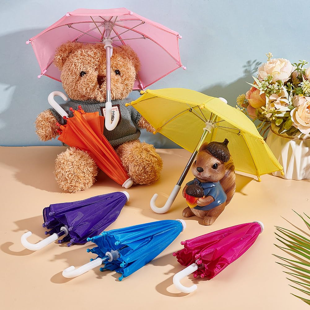 GOMAKERER 10 Pcs 10 Colors Mini Doll Umbrellas, Polyester Adjustable Doll Umbrellas, Dolls Accessories for Doll Decoration DIY Crafting - Image 4