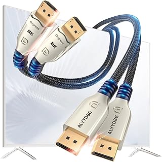 ALYYDBG 10FT Displayport 2.0 Cable, Extended DP 2.0 Cable Work at UHD 16K@60Hz, 10K@60Hz, 8K@60Hz, 4K@144Hz, 4K@165Hz for High Transmission Requirements with 80Gbps Supported