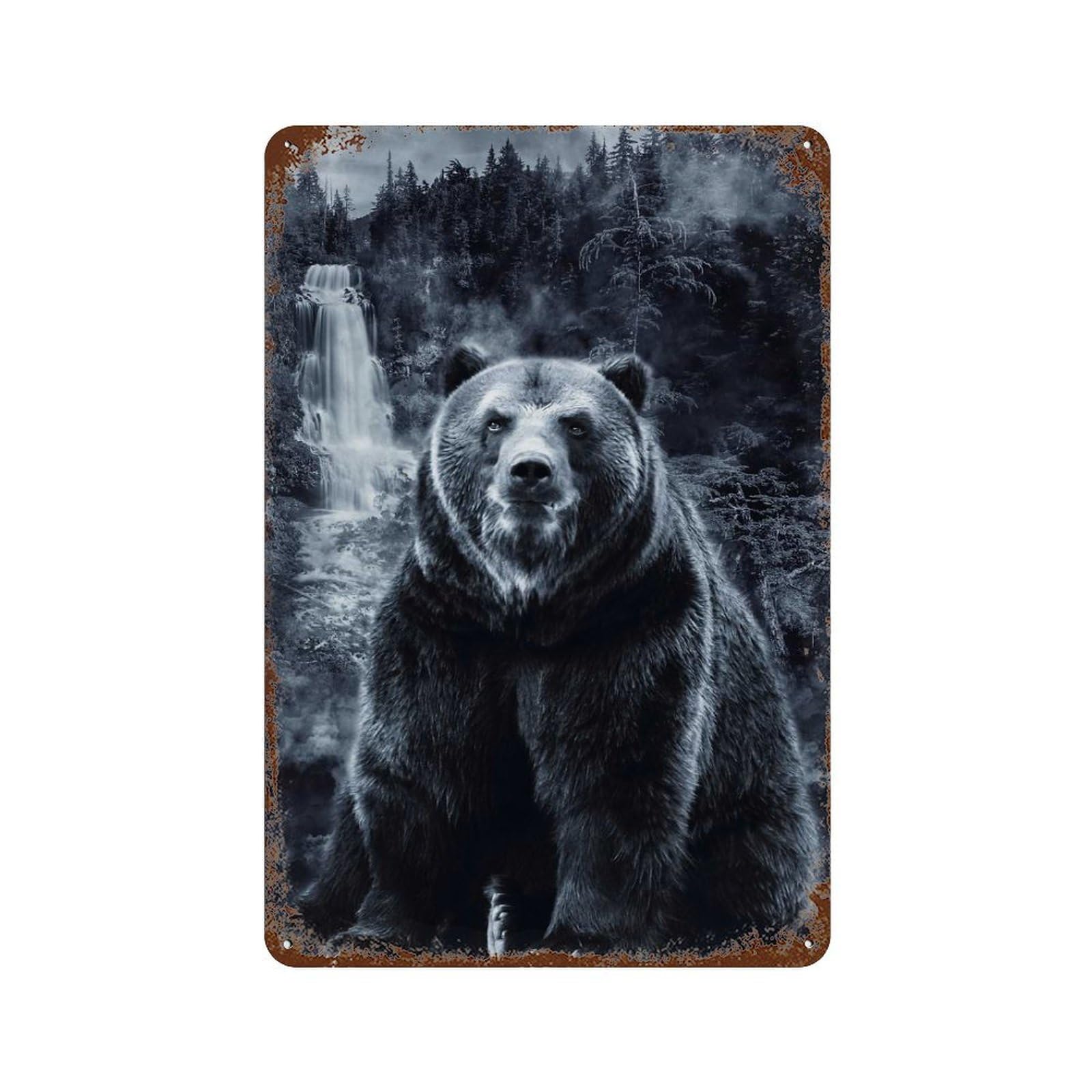 Bear 2 Decorative Tin Sign 11.8"x7.9", Vintage Wall Decor for Basement, Hobby Room And Garage Decor