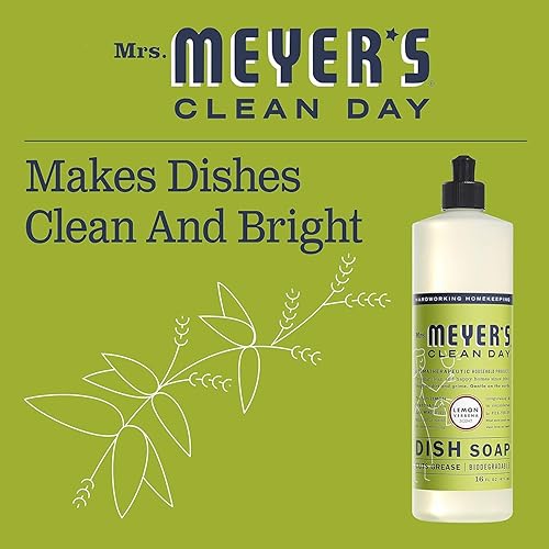 Miniatura 207 de Mrs. Meyer's Clean Day - Detergente líquido para platos, aroma a albahaca, fórmula biodegradable, paquete de 6 unidades, 16 fl oz