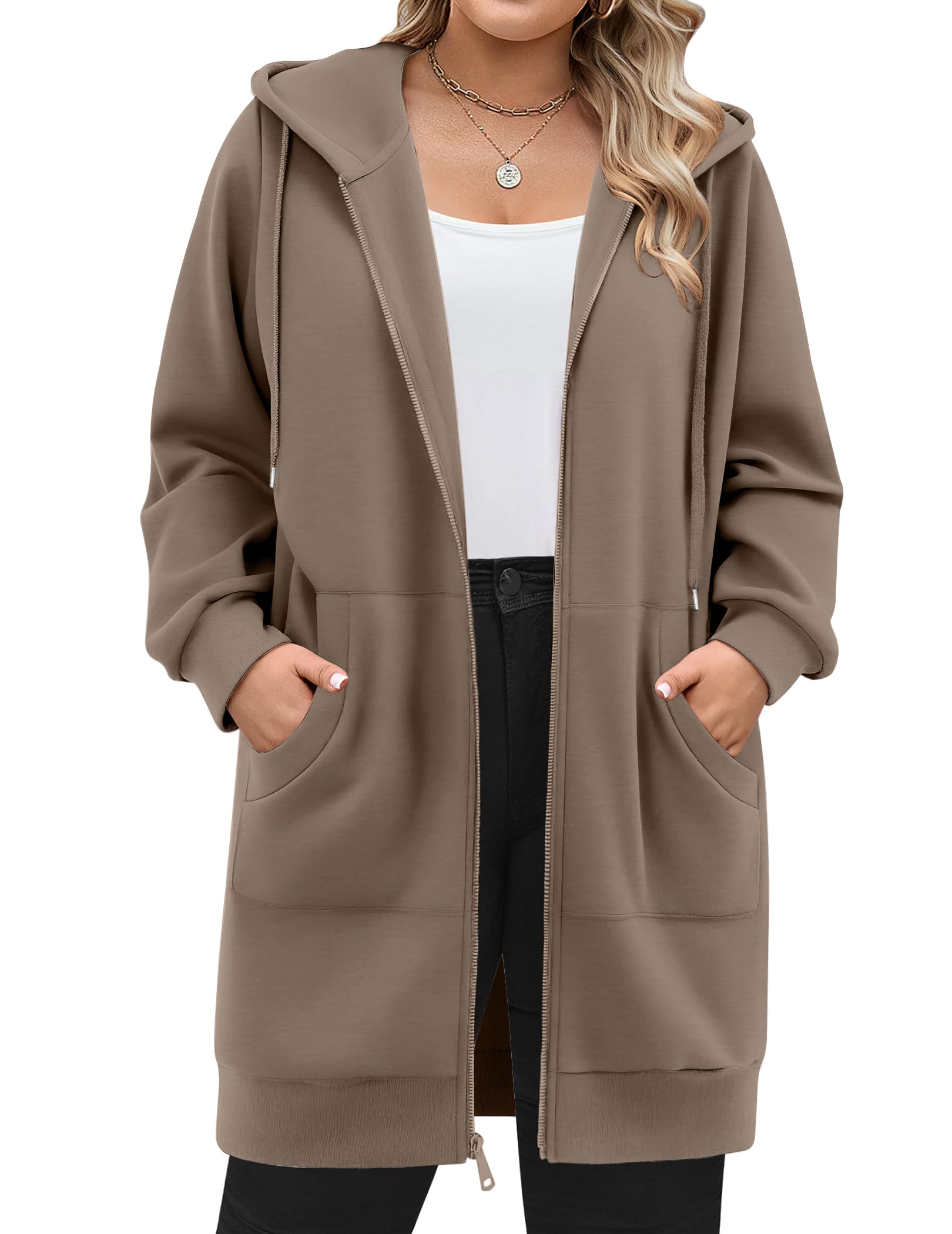 IN'VOLAND Women Plus Size Zip Up Hoodie