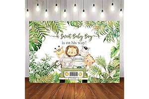 Safari Jungle Baby Shower Backdrop, 'Oh Baby' Banner, and Decorations