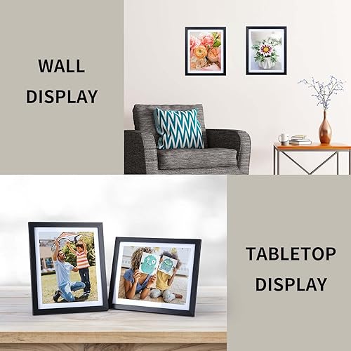 Miniatura 7 de Lavezee Juego de 6 portarretratos negros de 8 x 10 pulgadas, para fotos de 8 x 10 pulgadas con paspartú y 9 x 11 pulgadas sin paspartú, marco de