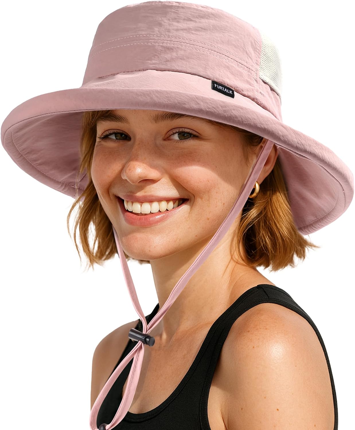 FURTALK Wide Brim Sun Hat with Ponytail Hole for Women UPF 80+ UV Protection Packable Bucket Hiking Travel Outdoor Hat