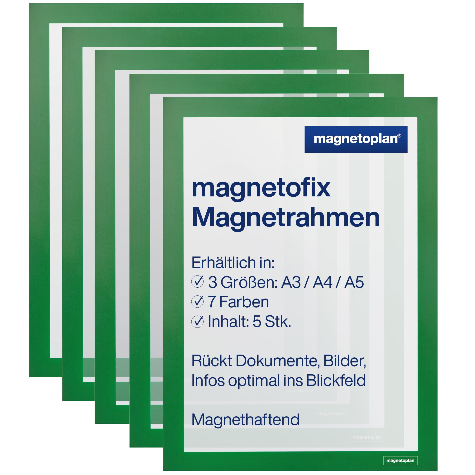 magnetoplan Magnetofix Viewing Window, DIN A4 Format, Pack of 5, Green Frame