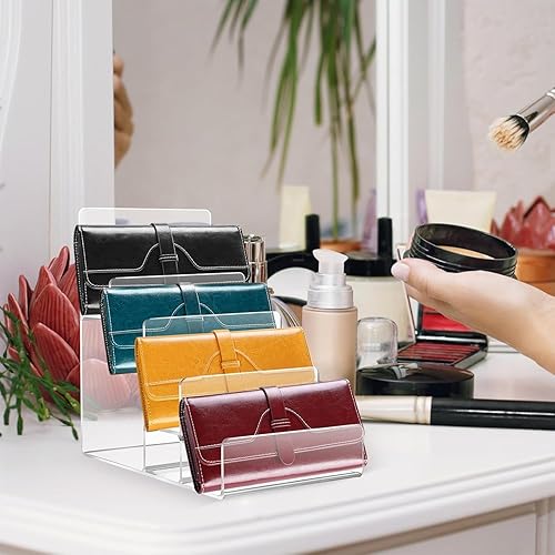 Miniatura 6 de Tofficu Soporte de exhibición de acrílico para perfumes, estante transparente de 4 pulgadas de ancho, estantes de 4 niveles para bolsos, estante