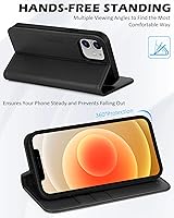 Vista 5 de SHIELDON Funda para iPhone 12/12 Pro 5G, Funda Tipo Billetera de Piel Auténtica con Bloqueo RFID Magnético, Soporte para Tarjetas de Crédito