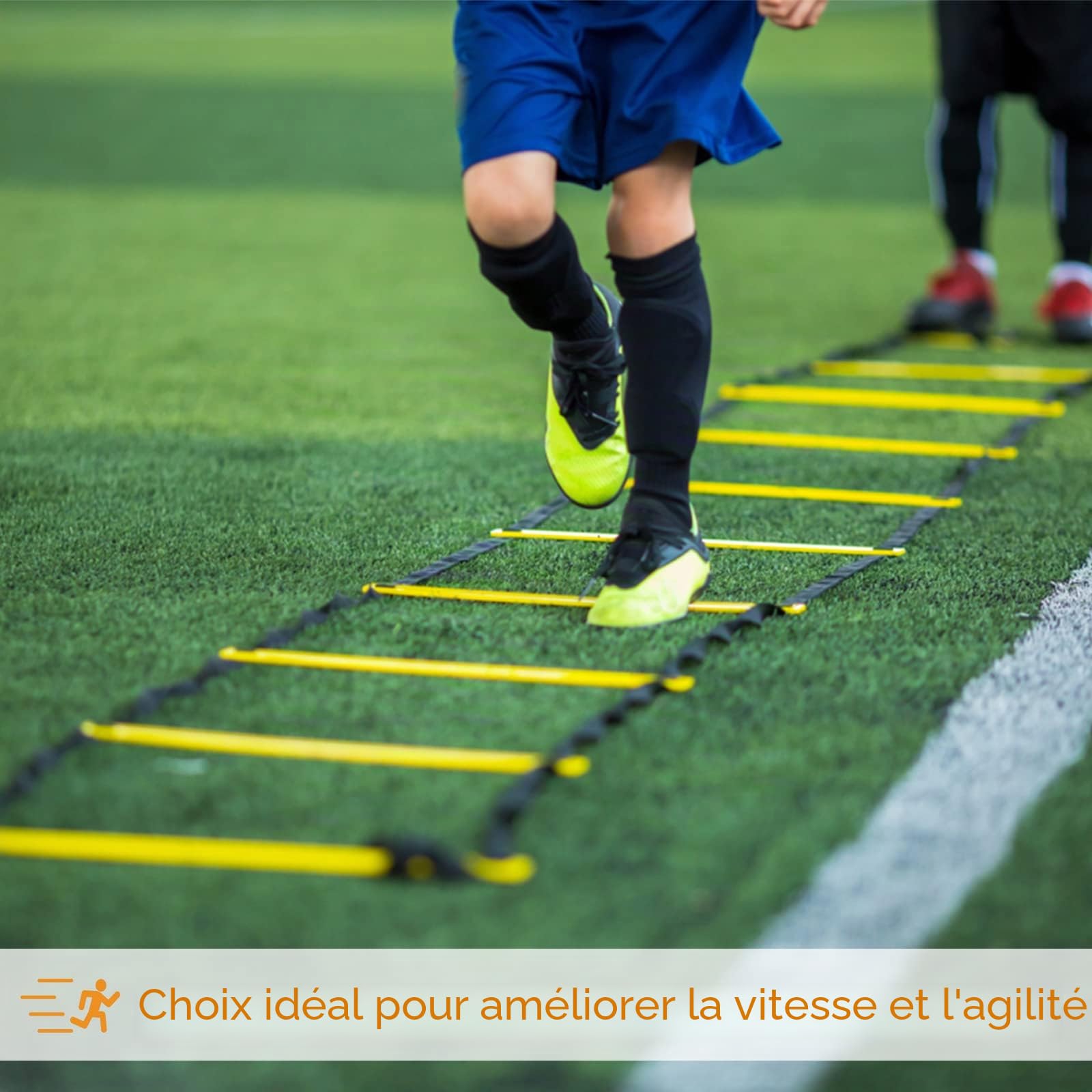 21 pièces Foot Accessoires Kit d'entraînement de Football pour Enfants, Agility Speed Échelle Equipment Football Kick Entraîneur Solo Entraînement Entrainement Football Kit (21)