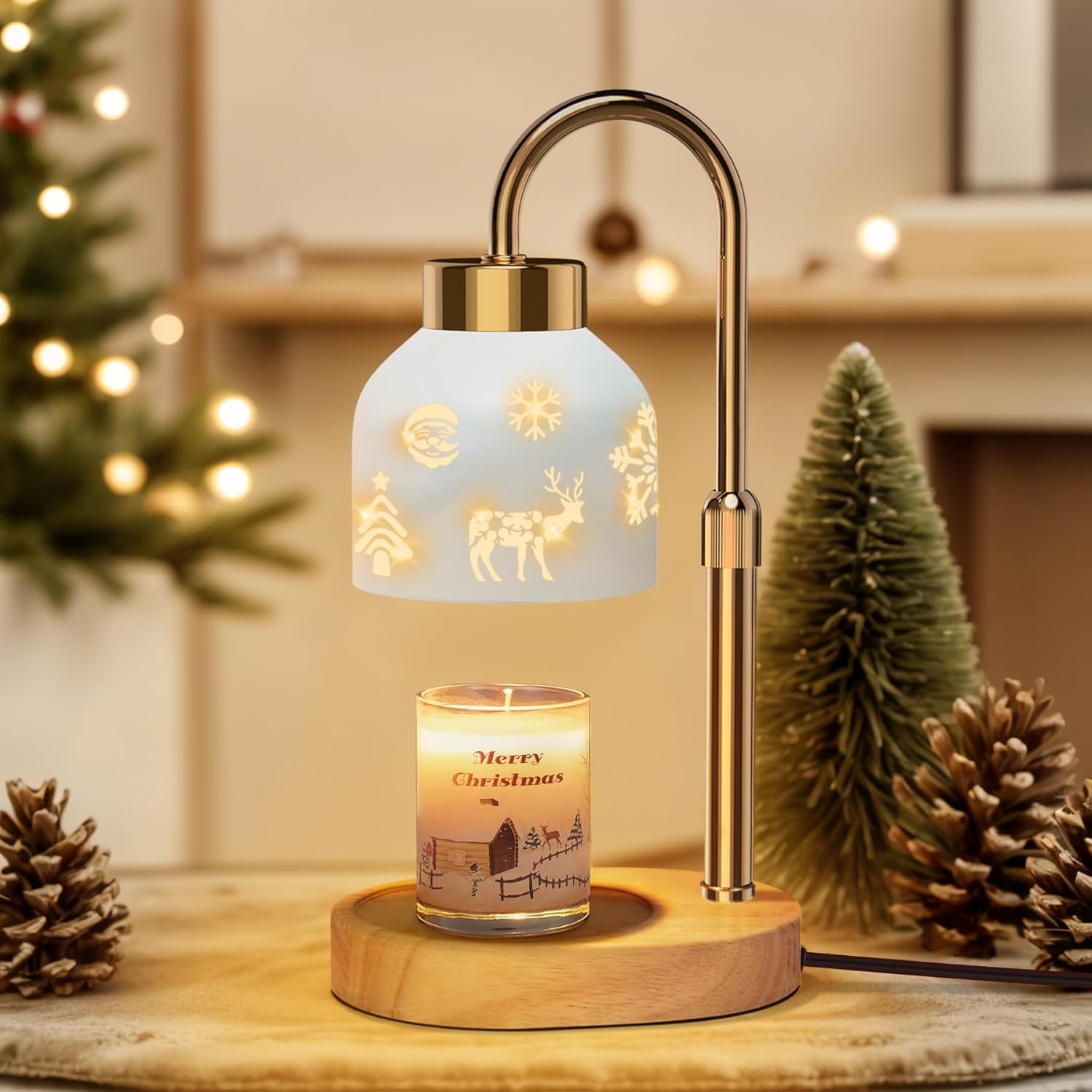 Loowoko Candle Warmer Lamp, Housewarming Gifts for New Home Decor, Dimmable Scented Wax Melt Warmer with Timer, 2 Bulbs, Gift for Women Mom