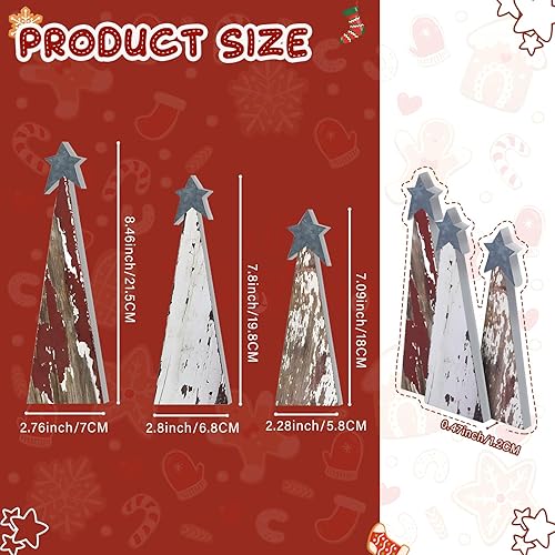 Miniatura 3 de Soaoo 3 piezas de árboles de Navidad de madera, decoración de mesa, árbol de Navidad rústico de madera con estrella de Navidad, centros de mesa