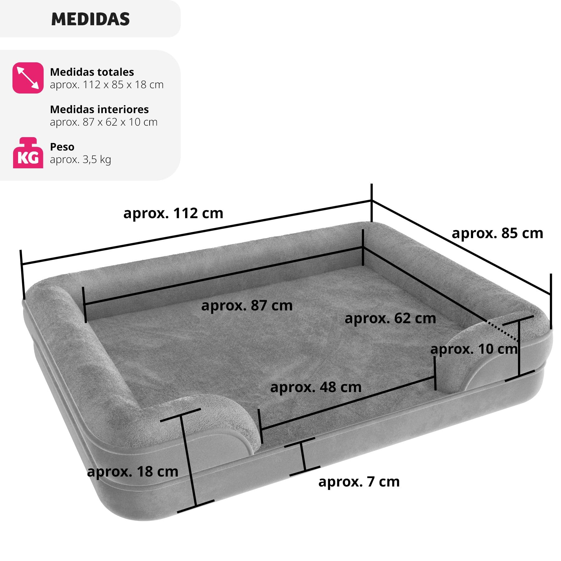 tectake® Cama Perro Ortopédica, Acolchado Espuma Viscoelástica, Funda Impermeable Lavable, Base Antideslizante, Cama Perros Grandes y Medianos, Confort, Colchoneta Espuma, Mascotas, Sofa Perro - XL