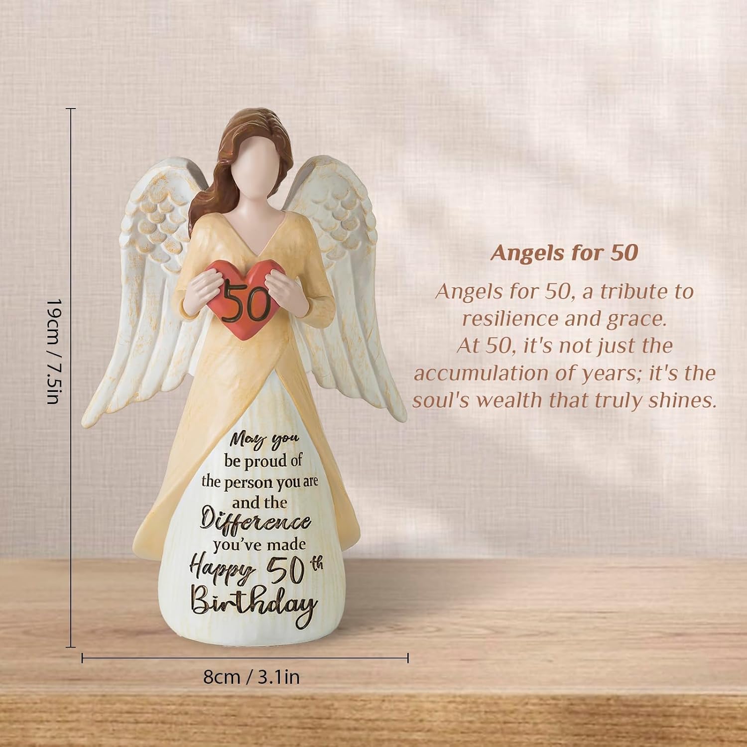 50th Birthday Gifts for Her Women: Happy Birthday Gift for Friends Besites Sisters Daughter Mom 50 Year Old Woman Birthday Angel Figurine - Image 3