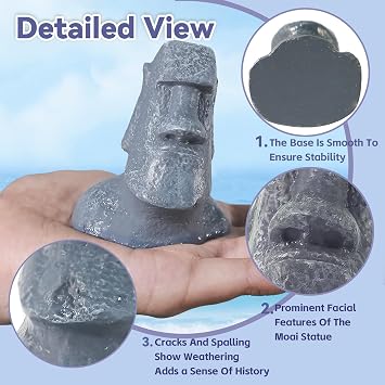 8 Pcs Small Easter Island Figurines 2.5 Inch Easter Island Head Statues | Resin Moai Statues Stone Fairy Garden Decoration for Antique Sculpture Christmas Desktop Bookshelf