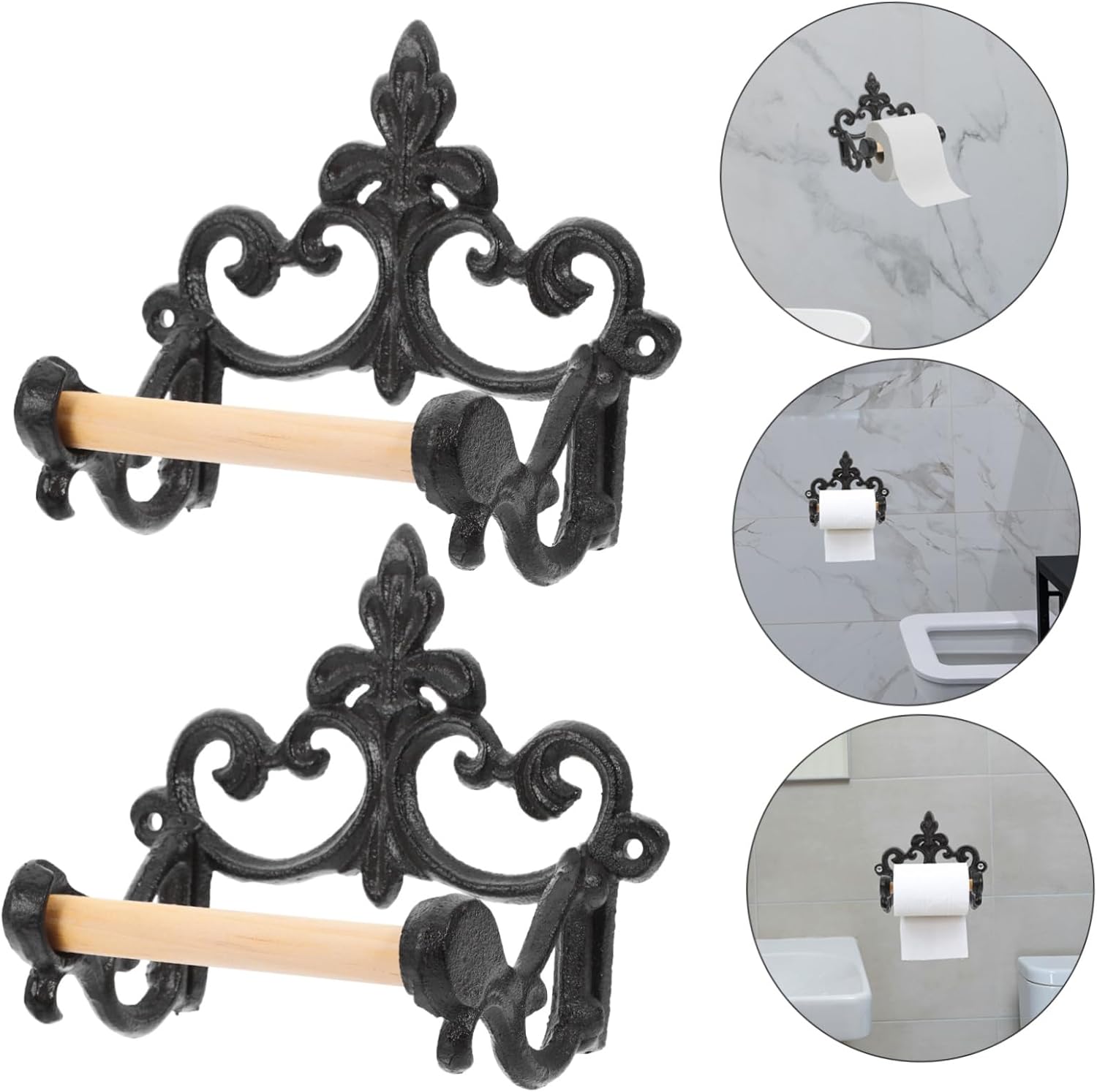 Angoily 2pcs Toilet Paper Holder Wall-Mounted Paper Towel Rack Multipurpose Roll Holder