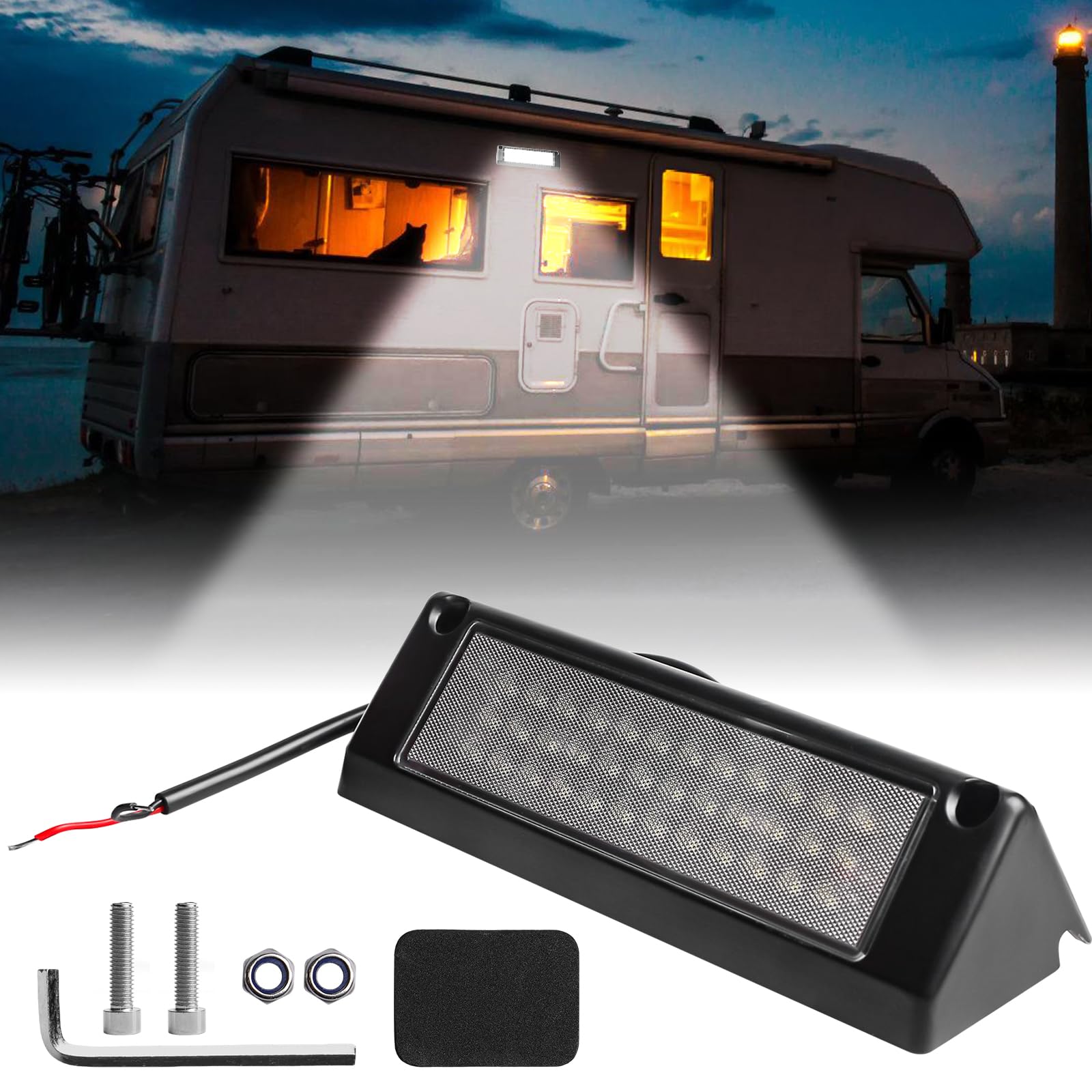 Lampade da 12V per camper, lampada LED per camper esterna, lampade LED da 12 volt per camper esterna, fanale posteriore da 12V per camper 6000K 2000lm IP67 impermeabile per camper, roulotte, roulotte