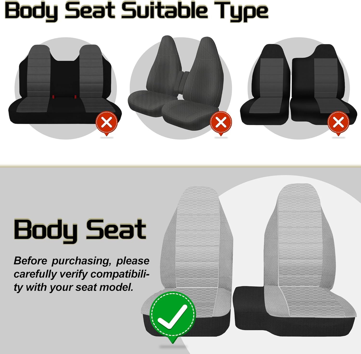 Jokuye 60/40 Split Bench Seat Covers Without Console Cover for Ford Ranger XLT 1998 1999 2000 2001 2002 2003, Scratch-Resistant, Wear-Resistant, and Easy to Clean-Light Gray