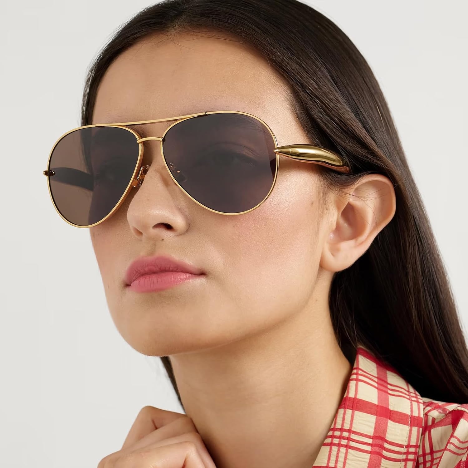 YDAOWKN Retro Gold Aviator Sunglasses for Women Men, Metal Oversized 70s Aviators Sun Glasses - Image 2
