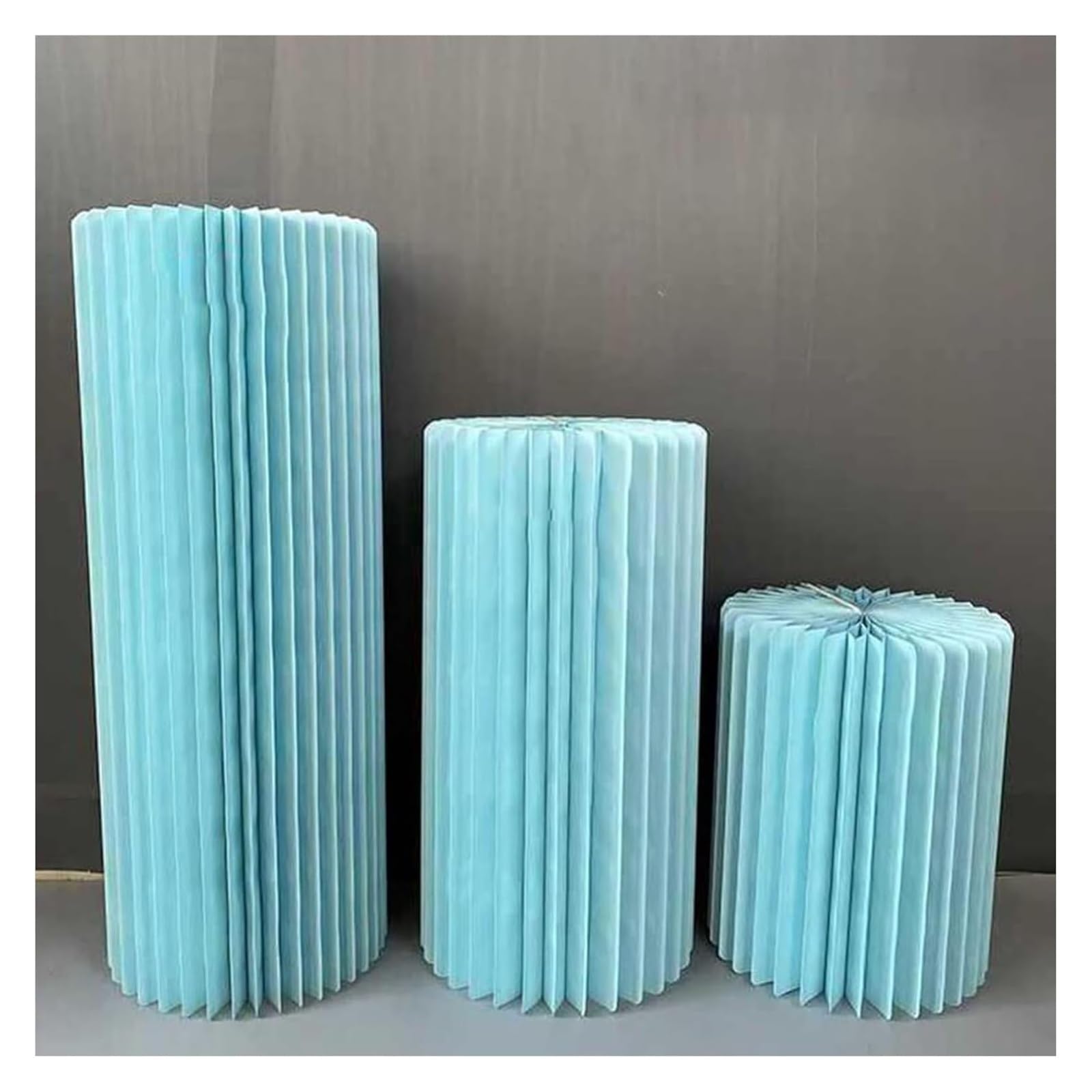 Składane kolumny papierowe, rzymski filar, stół deserowy z akrylowym dyskiem, dekoracja na wesele i urodziny(Blue Diameter 40cm,B)