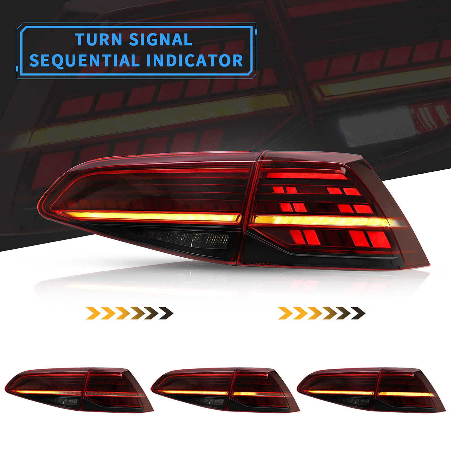 VLAND Faros delanteros y luces traseras para Golf 7 MK7 TDI TSI 2013-2017, luces traseras con indicador secuencial,con itv