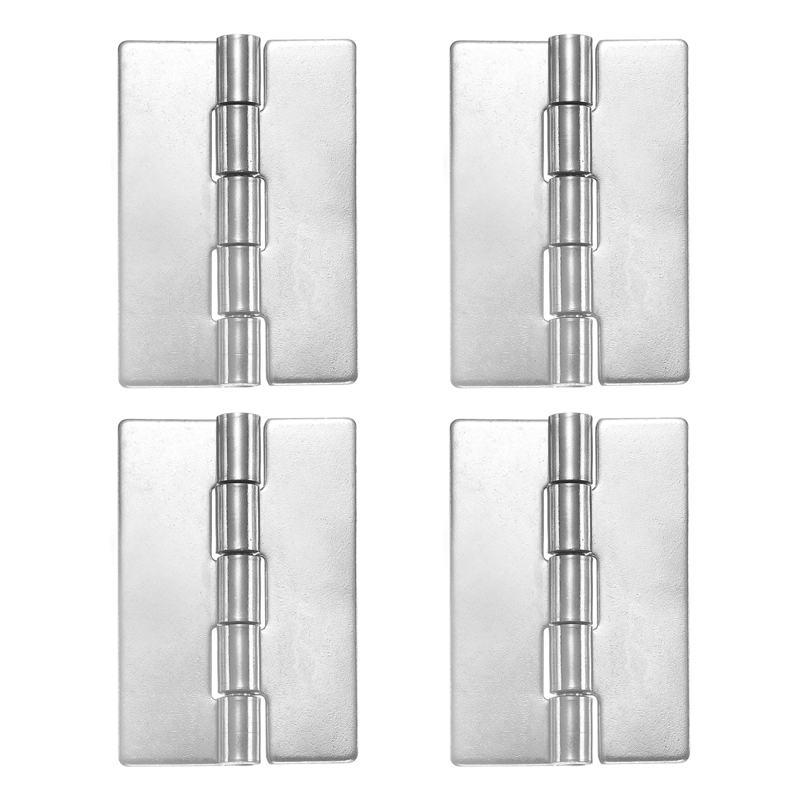 sourcing map 4 Pack Heavy Duty Weldable Hinges, 3" x 1.97" x 0.08" Weld on Butt Hinge 304 Stainless Steel Folding Metal Gate Hinges for Trailer Doors, Silver