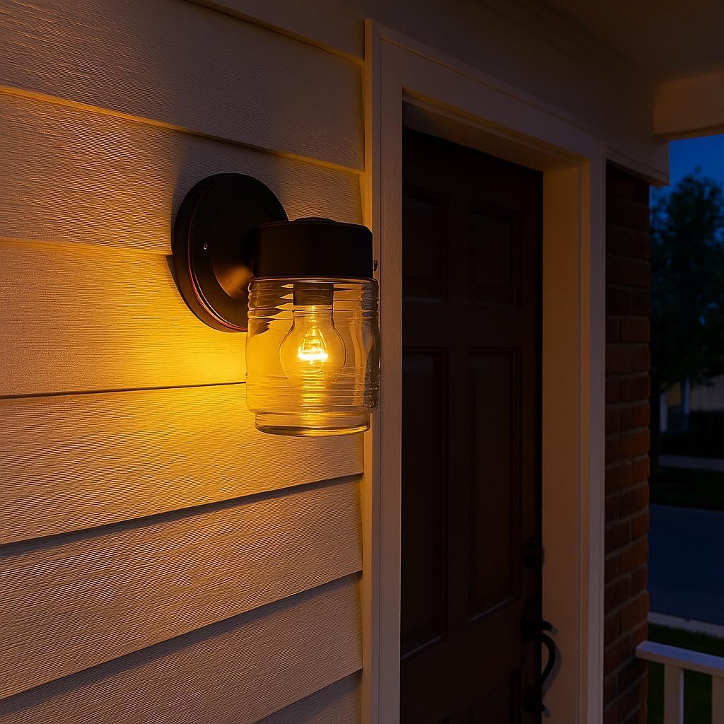 Design House Jelly Jar Outdoor Wall Light, Oil Rubbed Bronze | Wall Mount, Traditional, Steel, Lighting, 505198