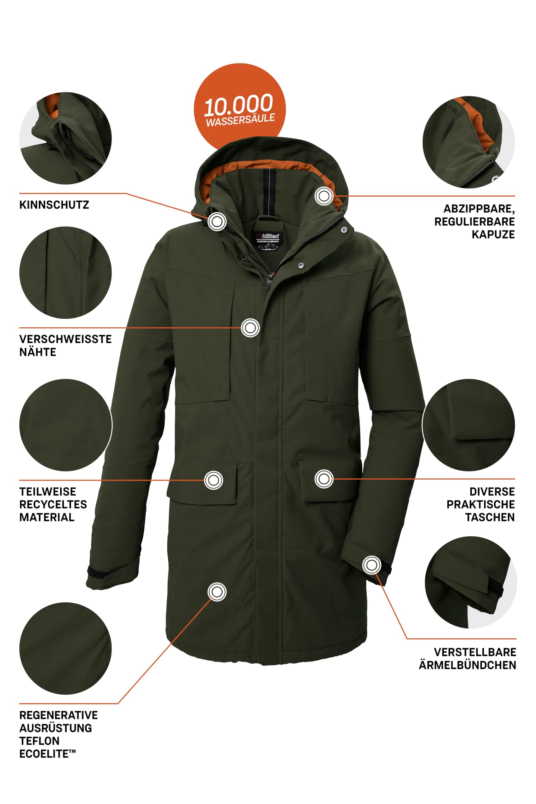 Killtec Kow 80 Mn Prk Parka/parka funcional con capucha con cremallera Hombre