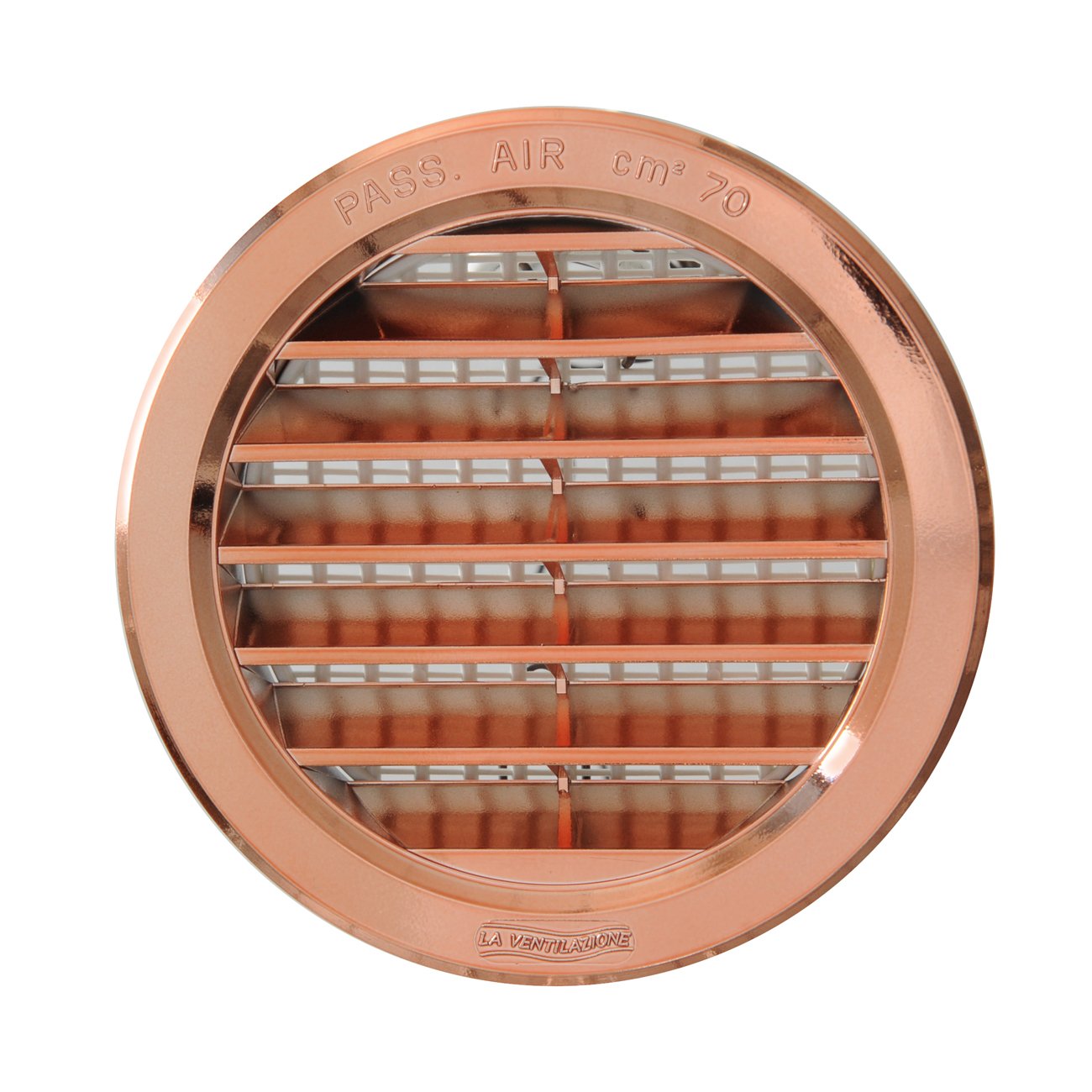 La Ventilazione T10RRAN kratka wentylacyjna z tworzywa sztucznego, okrągła, kratka podtynkowa, wygląd miedzi, Ø 120 mm