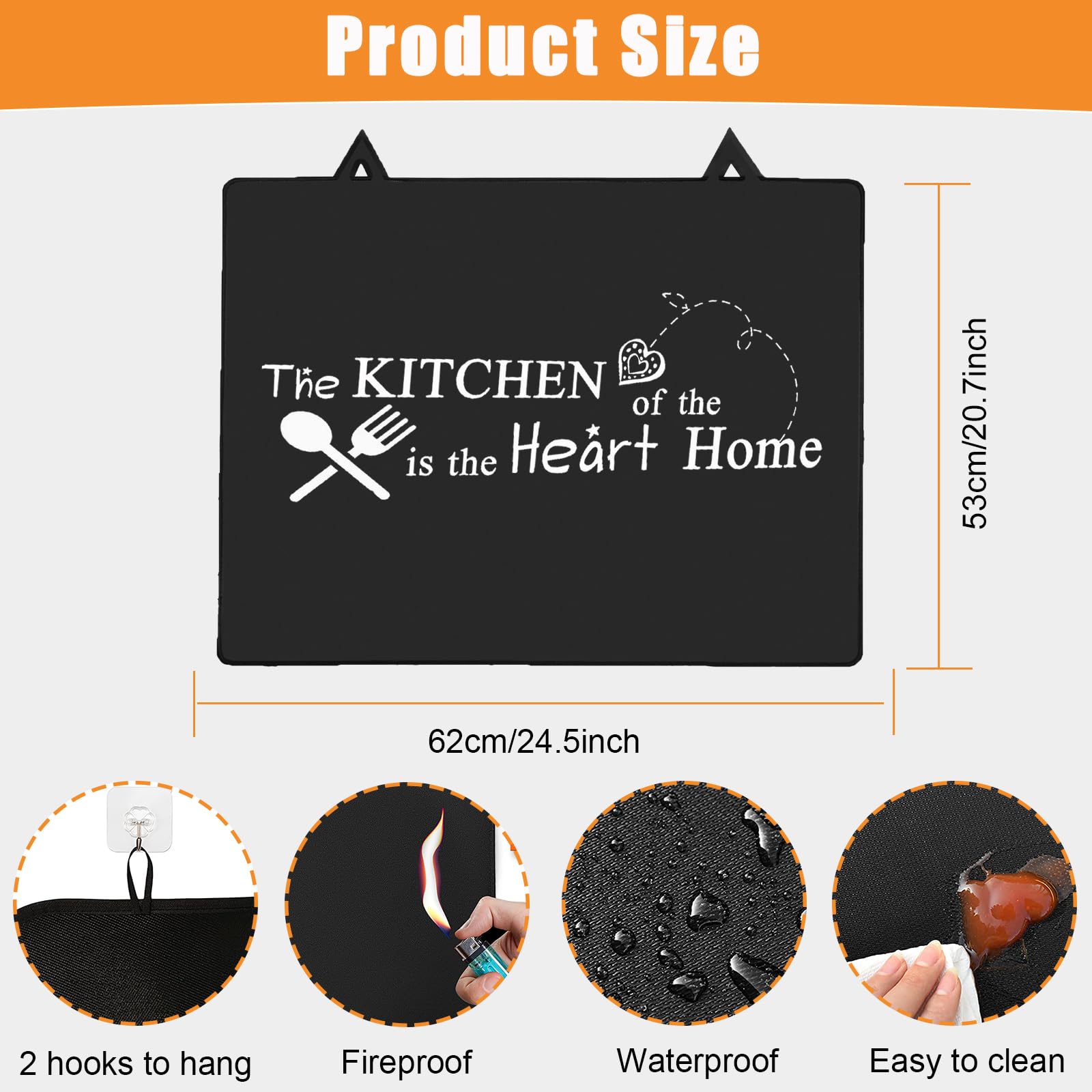 Alfombrilla protectora para placa de inducción, Placa de Cubierta de Cocina,Tapete de Inducción Silicona 62 * 53cm con 2 ganchos, alfombrilla protectora antideslizante para estufas, encimeras (01)