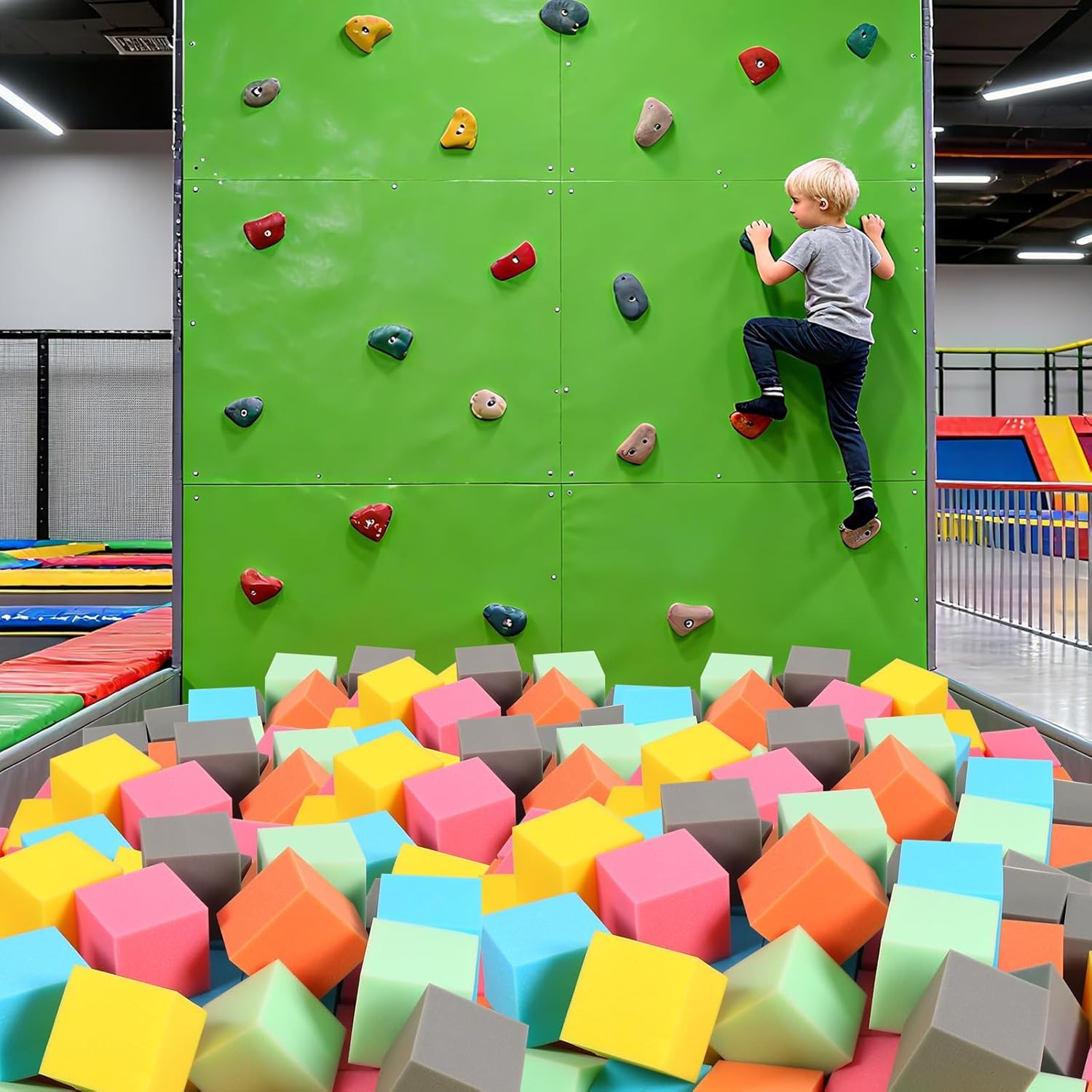 24PCS Foam Cubes 5"x5"x5"- Foam Pit Blocks Set, Soft Stacking Blocks for Indoor Games,Trampolines, Gymnastics, Parkour & Action Sport (6 Colors)