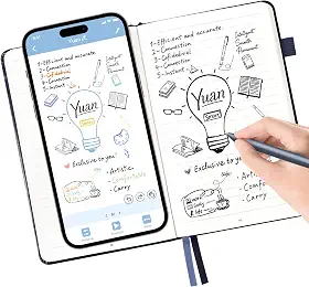 Conjunto de caneta digital para escrever – caneta inteligente para anotações com caderno, digitalização de sincronização em tempo real para anotações em papel, arte e reunião, conversão em texto