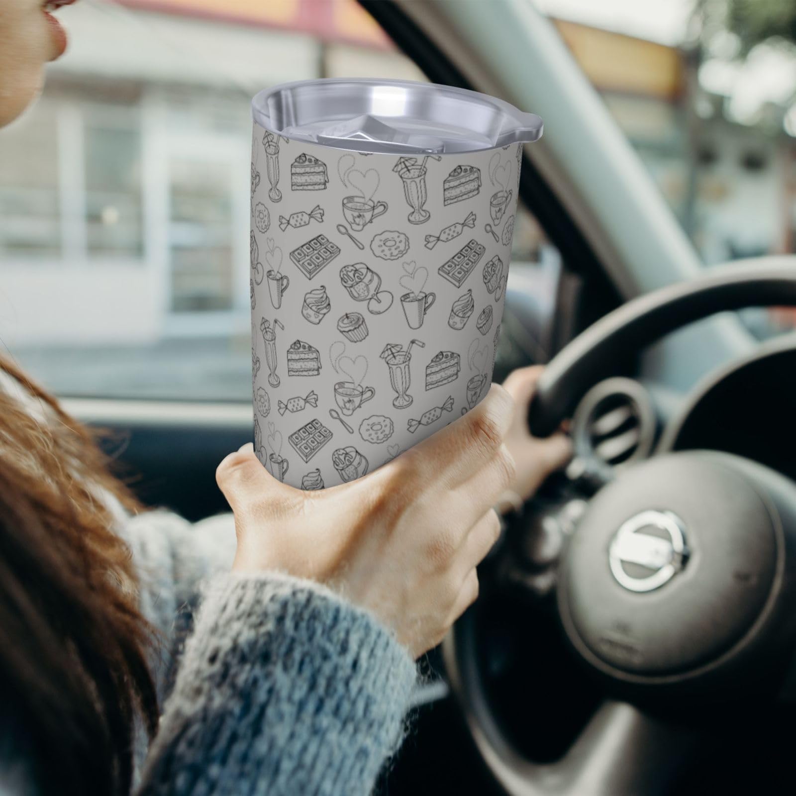 Czarna popołudniowa herbata z nadrukiem 590 ml kubek samochodowy izolowany kubek do kawy