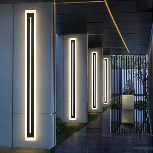 Miniatura 6 de Luces LED modernas para montar en la pared, tira larga negra, iluminación al aire libre, acrílico, idoneidad, jardín, patio, porche, garaje,