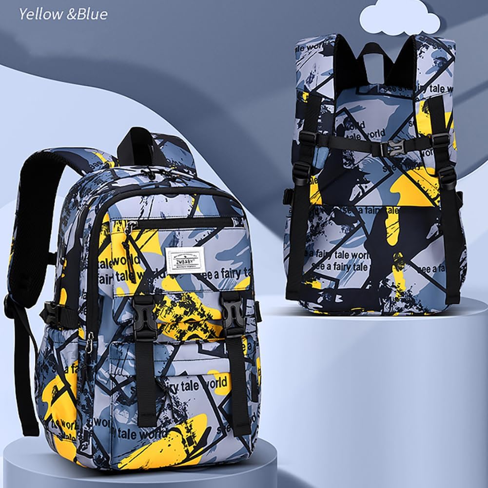 MATMO Kids Camo Backpack Boys Girls Student School Backpacks Mens Camouflage Backpack (Yellow, Large) - Image 2