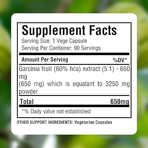 Miniatura 3 de Suplemento de extracto de Garcinia Cambogia | Apoya un estilo de vida saludable y control de peso | Fórmula a base de hierbas naturales | 90